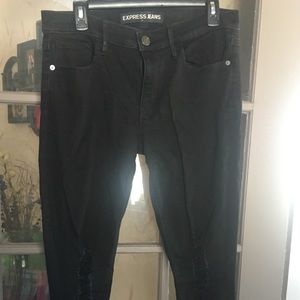 Black distressed denim jeans